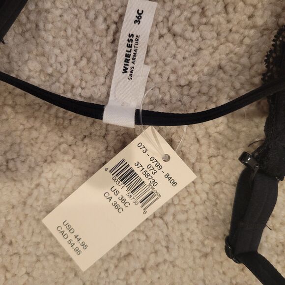 NWT Aerie Real Happy WIRELESS Lace Padded Bra In Black Size 36C MSRP $45 Sexy - Picture 6 of 7